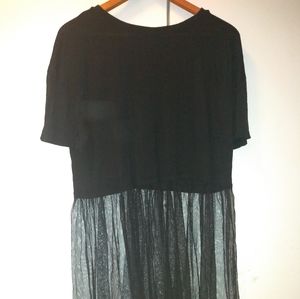 Black t shirt with sheer bottom